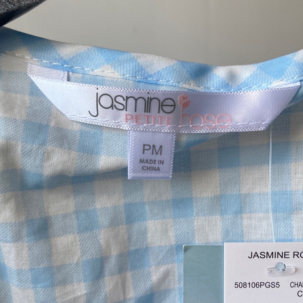 Jasmine Rose Petite gingham print nightgown cotton lightweight smock detail PM - Picture 11 of 17